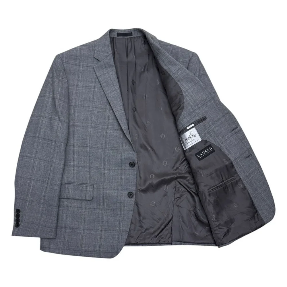 LAUREN RALPH LAUREN Check Pattern Gray Business Casual 2 Piece Blazer Suit 44S - Picture 5 of 10